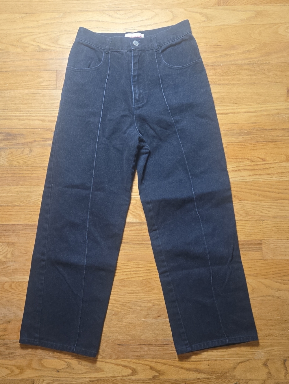 Lisa Says Gah black Robyn pleated front seam straight jeans